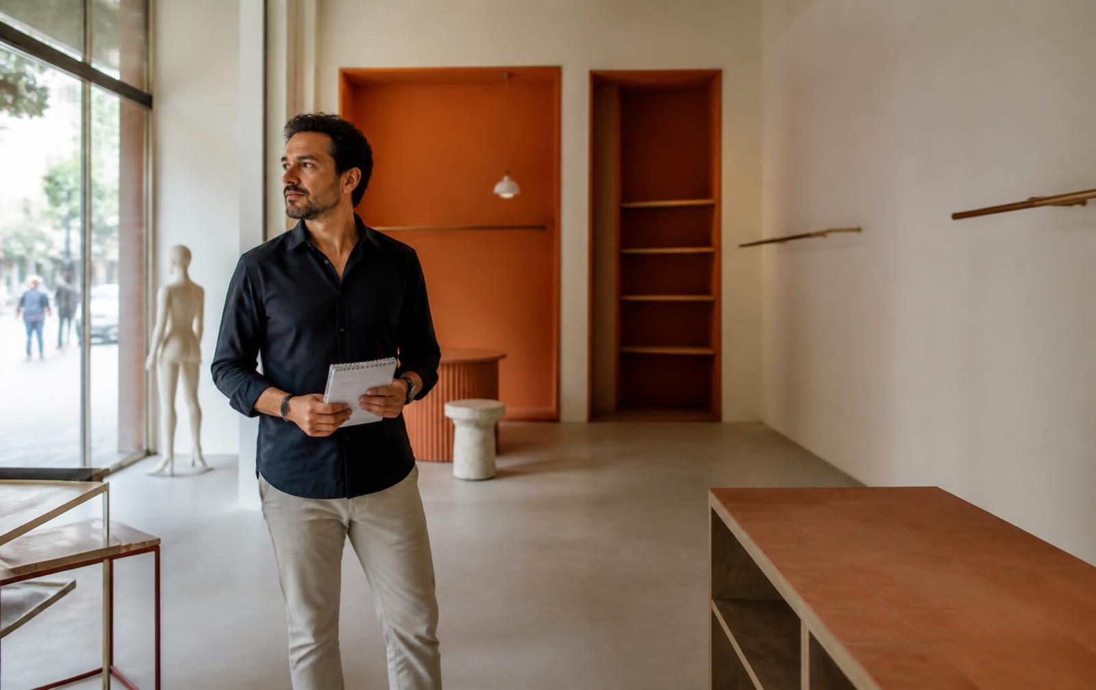 Empreendedor avaliando um ponto comercial antes de decidir um investimento